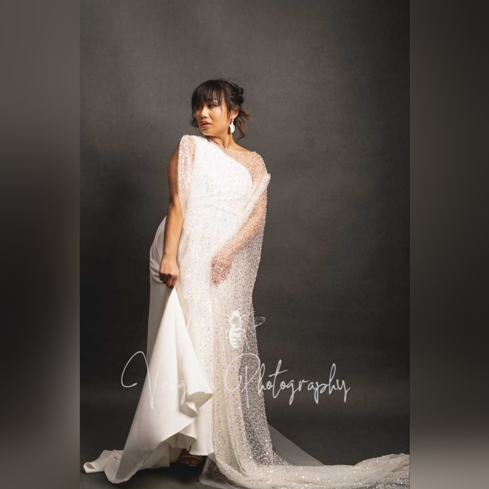 White Beaded Bridal Cape
